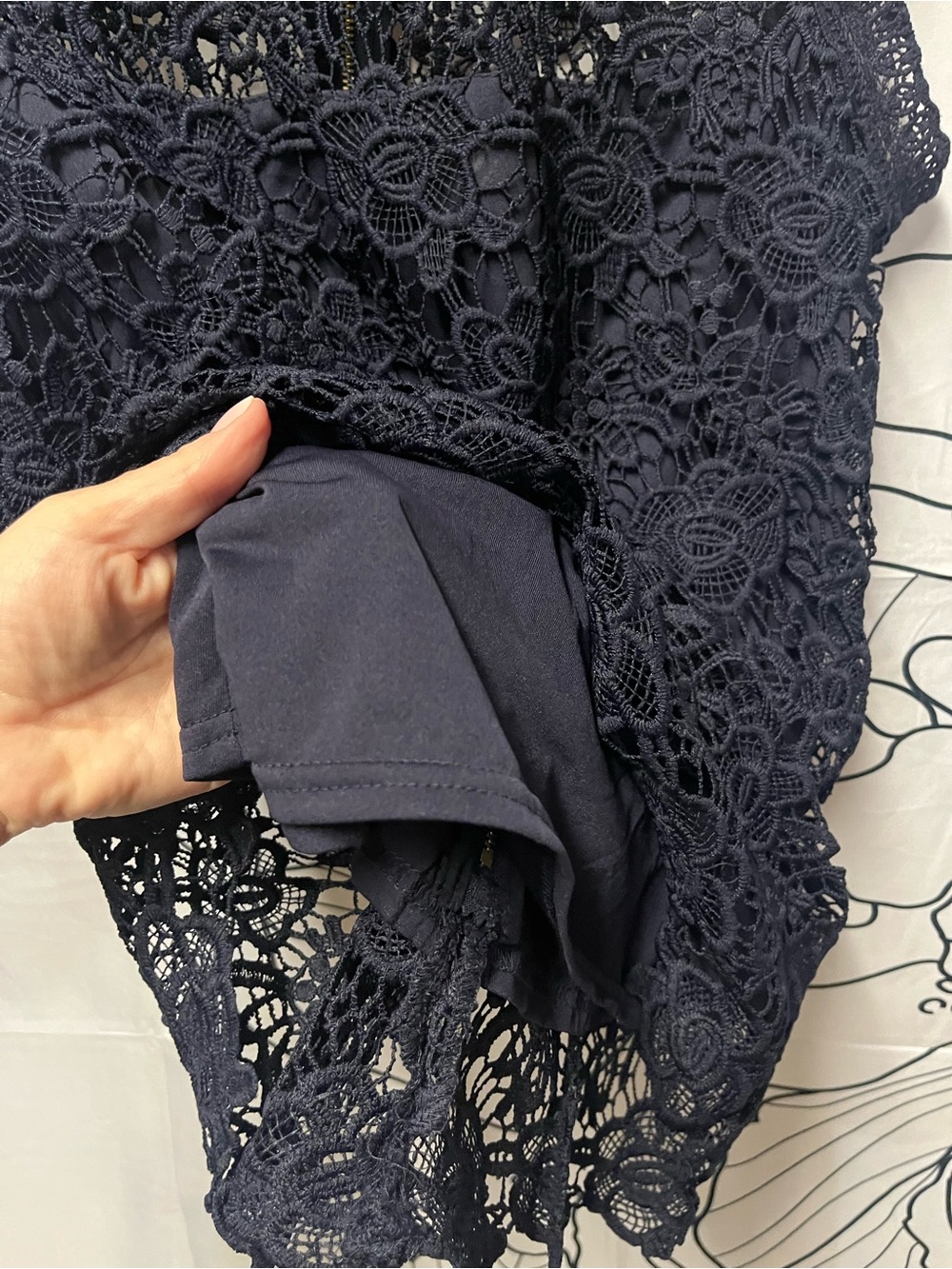 Nanette Lepore Women’s Navy Crochet Lace Overlay Top (371) - Picture 9 of 10